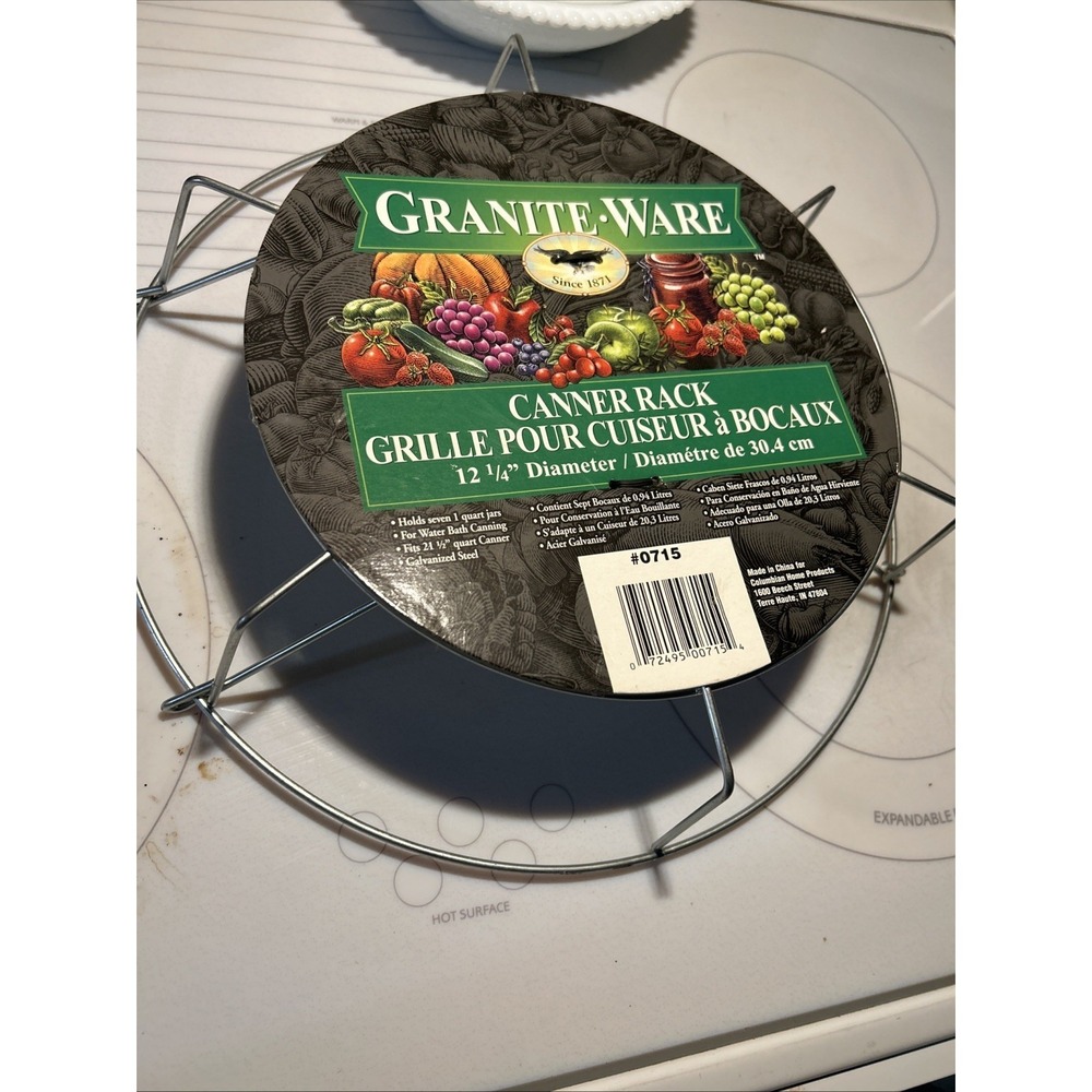 Granite•Ware 12 1/4 "  Canning Rack Holds (7) 1 Qt Jars Fits 21  1/2" Canner NEW